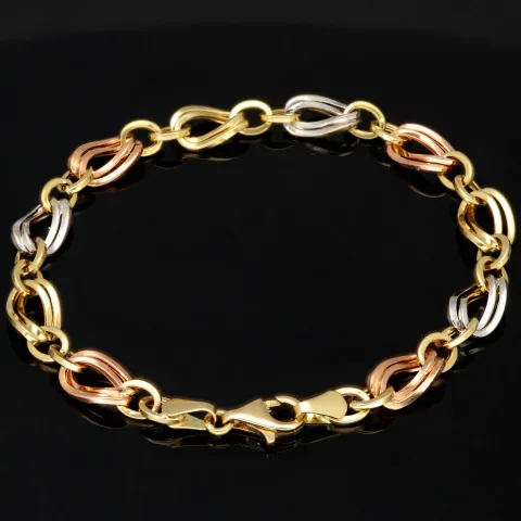 Feines Tricolor-Goldarmband für Damen – zeitlos elegant aus 585er (14k) Gold (Gelbgold, Roségold und Weißgold) ca. 20,5cm ca. 7,5mm