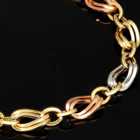 Feines Tricolor-Goldarmband für Damen – zeitlos elegant aus 585er (14k) Gold (Gelbgold, Roségold und Weißgold) ca. 20,5cm ca. 7,5mm