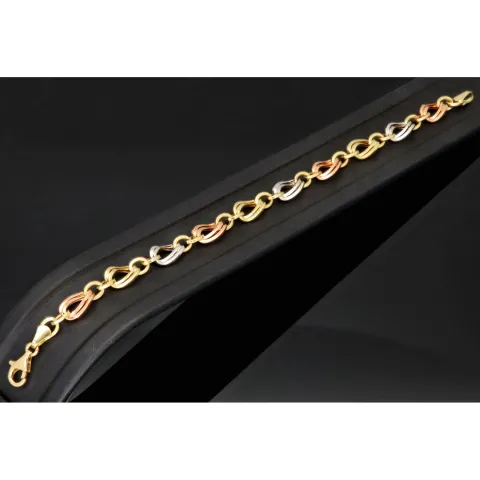 Feines Tricolor-Goldarmband für Damen – zeitlos elegant aus 585er (14k) Gold (Gelbgold, Roségold und Weißgold) ca. 20,5cm ca. 7,5mm