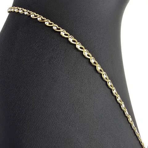Funkelnde Goldkette für Damen in außergewöhnlichem Herz-Design aus hochwertigem Gold 585 / 14k (Bicolor Gelb- und Weißgold) ca. 50cm Länge, ca. 4mm