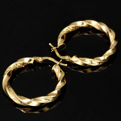 Edle Twist - Creolen in zeitlosem, filigranen Greco - Design aus hochwertigem 585er / 14K Gold