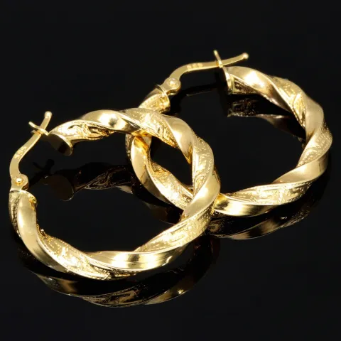 Edle Twist - Creolen in zeitlosem, filigranen Greco - Design aus hochwertigem 585er / 14K Gold