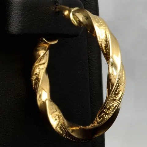 Edle Twist - Creolen in zeitlosem, filigranen Greco - Design aus hochwertigem 585er / 14K Gold