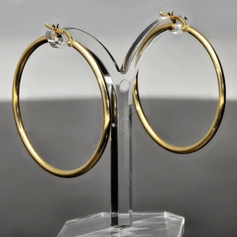 Glänzende Creolen in klassischem, elegantem Design aus 14K 585 Gold glänzend poliert (Gelbgold)