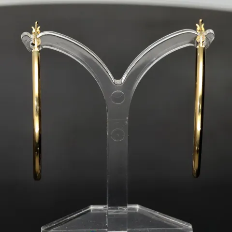 Glänzende Creolen in klassischem, elegantem Design aus 14K 585 Gold glänzend poliert (Gelbgold)