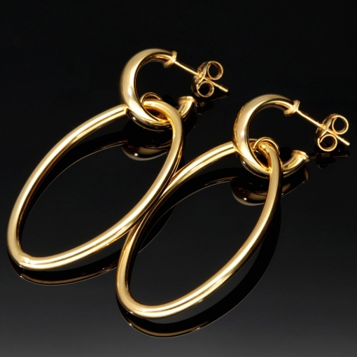 Stilvolle Creolen-Ohrstecker aus funkelndem, polierten Gold (14K 585 Gelbgold)
