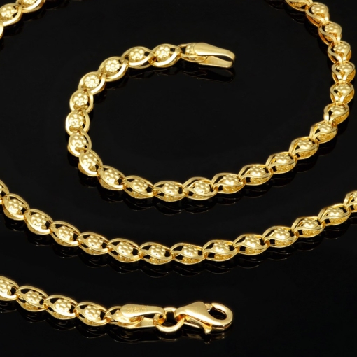 Hochwertige Goldkette in außergewöhnlichem Design aus Gold 585 14k Gelbgold (ca. 50 cm lang, ca. 3,4 mm breit)
