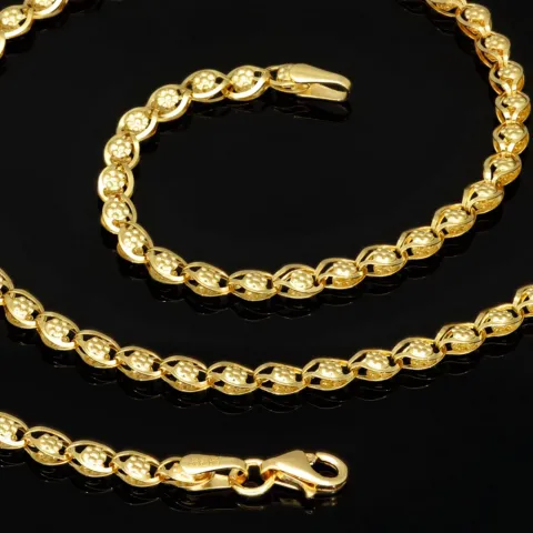 Hochwertige Goldkette in außergewöhnlichem Design aus Gold 585 14k Gelbgold (ca. 50 cm lang, ca. 3,4 mm breit)