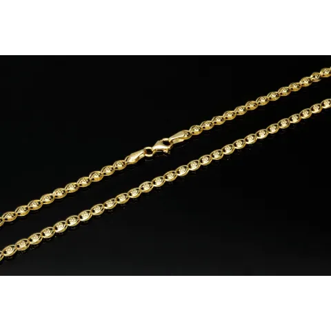 Hochwertige Goldkette in außergewöhnlichem Design aus Gold 585 14k Gelbgold (ca. 50 cm lang, ca. 3,4 mm breit)