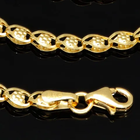 Hochwertige Goldkette in außergewöhnlichem Design aus Gold 585 14k Gelbgold (ca. 50 cm lang, ca. 3,4 mm breit)