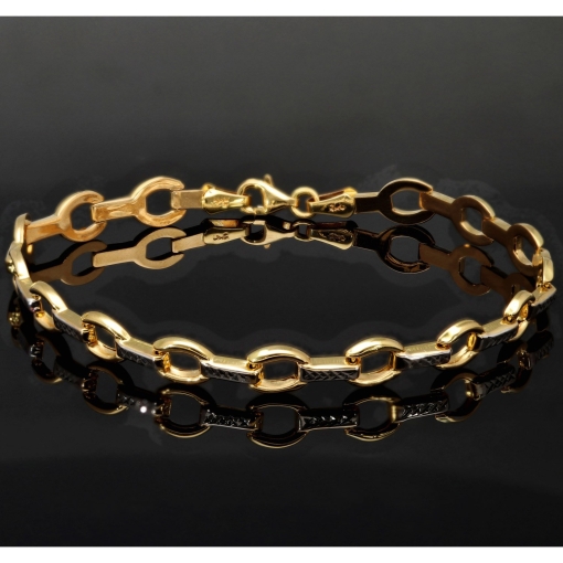 Funkelndes Armband aus 14K / 585er Bicolor Gold (Gelb- und Weißgold) in ca. 19 cm Länge, ca 6 mm Breite