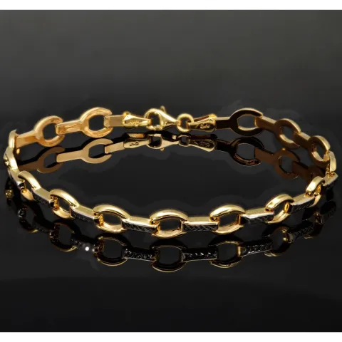 Funkelndes Armband aus 14K / 585er Bicolor Gold (Gelb- und Weißgold) in ca. 19 cm Länge, ca 6 mm Breite