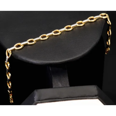 Funkelndes Armband aus 14K / 585er Bicolor Gold (Gelb- und Weißgold) in ca. 19 cm Länge, ca 6 mm Breite
