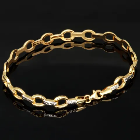 Funkelndes Armband aus 14K / 585er Bicolor Gold (Gelb- und Weißgold) in ca. 19 cm Länge, ca 6 mm Breite