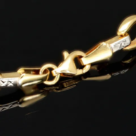 Funkelndes Armband aus 14K / 585er Bicolor Gold (Gelb- und Weißgold) in ca. 19 cm Länge, ca 6 mm Breite