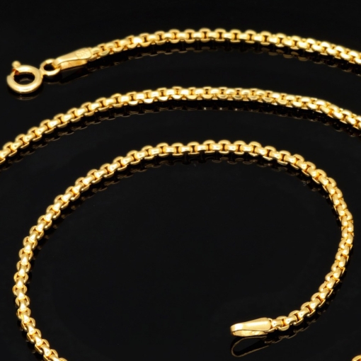 Engmaschige Goldkette / Ankerkette aus funkelnden 585 / 14K Gold , ca. 50cm Länge 2mm