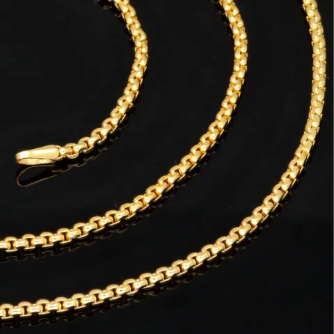 Engmaschige Goldkette / Ankerkette aus funkelnden 585 / 14K Gold , ca. 50cm Länge 2mm