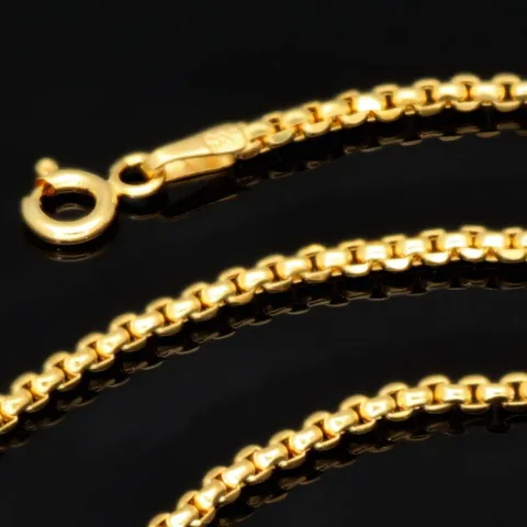 Engmaschige Goldkette / Ankerkette aus funkelnden 585 / 14K Gold , ca. 50cm Länge 2mm