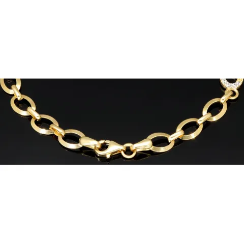 Glänzendes Goldarmband mit Infinity-Elementen mit weißen Zirkoniasteinen in 585 14K Gold in (ca. 18,5 cm Länge, ca. 6 mm Breite)