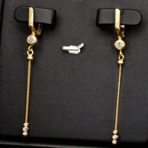 Elegante Tricolor-Ohrhänger aus 585er (14K) Gold mit Zirkonia