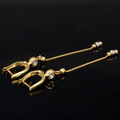 Elegante Tricolor-Ohrhänger aus 585er (14K) Gold mit Zirkonia