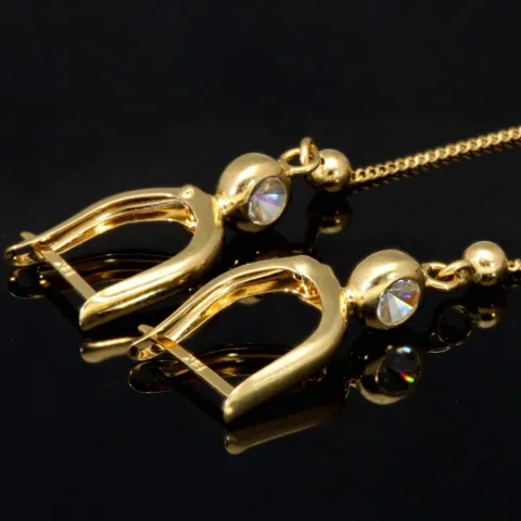 Elegante Tricolor-Ohrhänger aus 585er (14K) Gold mit Zirkonia