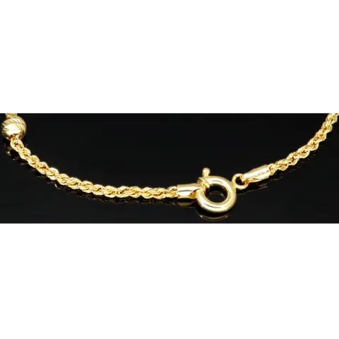 Edles Twist-Armband / Kordelarmband mit eingearbeiteten Goldperlen aus hochwertigem 585 14k Gold, ca. 2mm breit, 19cm lang