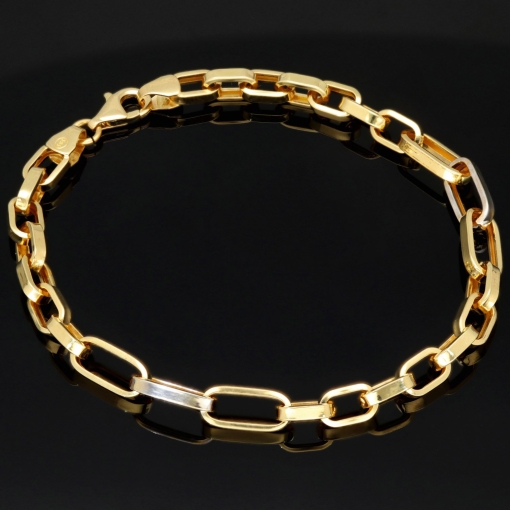 Exquisites Ankerarmband in außergewöhnlichem Bicolor Design aus edlem 14K 585er Gold (ca. 21,5 cm lang, ca. 5,5mm breit)