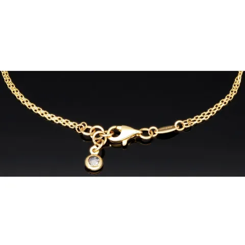 Goldarmband mit doppelter Kette & Charms aus 14K 585 Gelbgold mit Zirkonia– ca. 20 cm – Herz & Schlüssel
