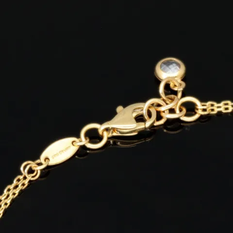Goldarmband mit doppelter Kette & Charms aus 14K 585 Gelbgold mit Zirkonia– ca. 20 cm – Herz & Schlüssel