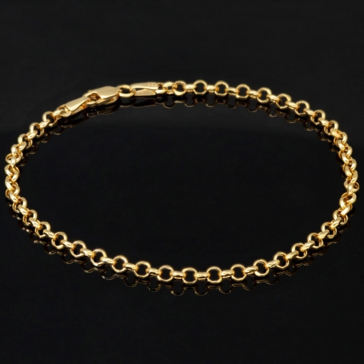 Edles Goldarmband im Rundpanzer-Design aus hochwertigem 585 14k Gold (Gelbgold), ca. 3mm breit, 19cm lang