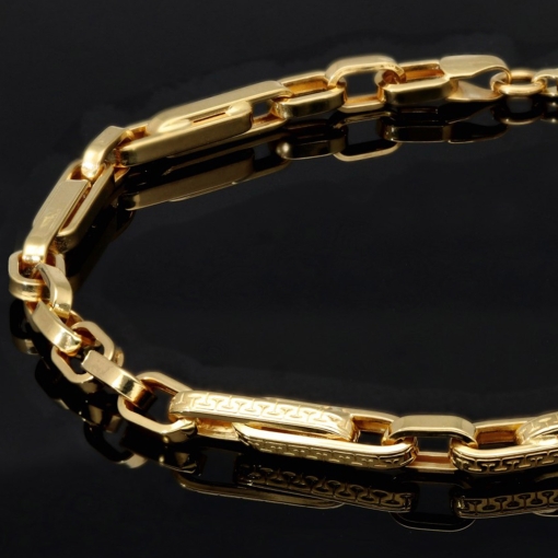 Edles Armband aus Gold mit feinem Greco-Design ca. 22cm lang und 4mm breit (585 / 14k)
