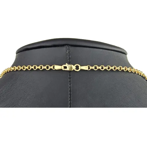 Funkelnde Rundankerkette in stilvollem Design aus glänzendem 585 / 14K Gold (Gelbgold) ca. 55cm, 3mm