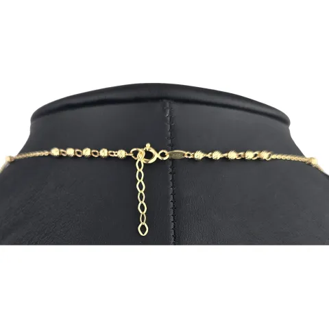 Edle Rosenkranz Y-Kette mit kleinem Amulett und Kreuzanhänger in hochwertigem 14K / 585 Gelbgold