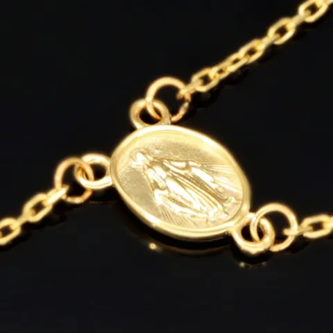 Edle Rosenkranz Y-Kette mit kleinem Amulett und Kreuzanhänger in hochwertigem 14K / 585 Gelbgold