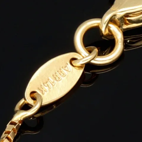 Außergewöhnliches Goldarmband mit detailreichen, eingearbeiteten Elementen und Goldperlen (585er 14k), ca. 19cm lang