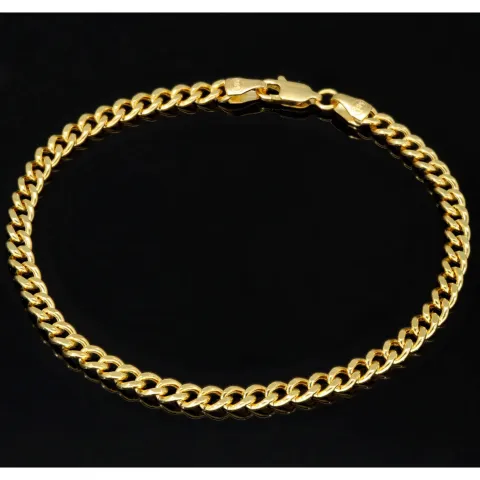 Hochwertig verarbeitetes Panzerarmband aus hochglanzpoliertem 585 14k Gold in 4 mm Stärke, ca. 19 cm Länge