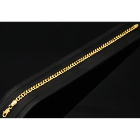 Hochwertig verarbeitetes Panzerarmband aus hochglanzpoliertem 585 14k Gold in 4 mm Stärke, ca. 19 cm Länge