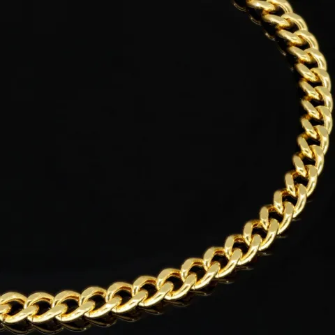 Hochwertig verarbeitetes Panzerarmband aus hochglanzpoliertem 585 14k Gold in 4 mm Stärke, ca. 19 cm Länge