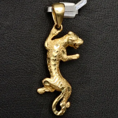 Funkelnder Panther-Anhänger mit feinen Details aus edlem Gold (585 / 14K Gelbgold)