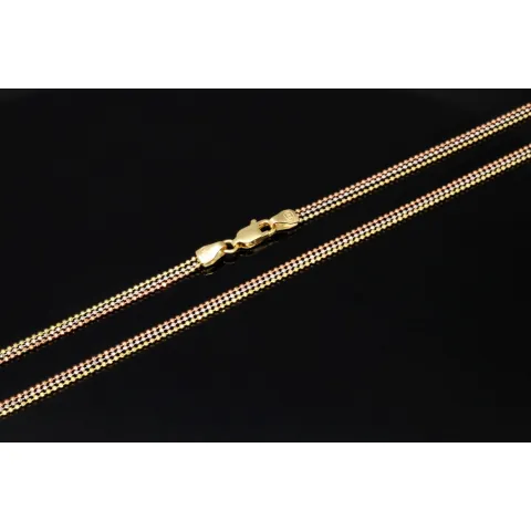 Außergewöhnliche Layer-Goldkette / Collier in außergewöhnlichem Tricolor Design aus 14K 585 Gold (Gelbgold, Weißgold, Roségold) - ca. 45cm