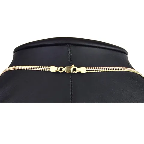 Außergewöhnliche Layer-Goldkette / Collier in außergewöhnlichem Tricolor Design aus 14K 585 Gold (Gelbgold, Weißgold, Roségold) - ca. 45cm