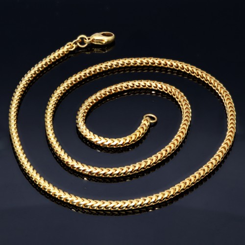 Exklusive, kurze FBM- Goldkette / Collier aus massivem, edlen Gold (585 / 14k Gelbgold) ca. 45cm Länge, ca 2,5mm Breite