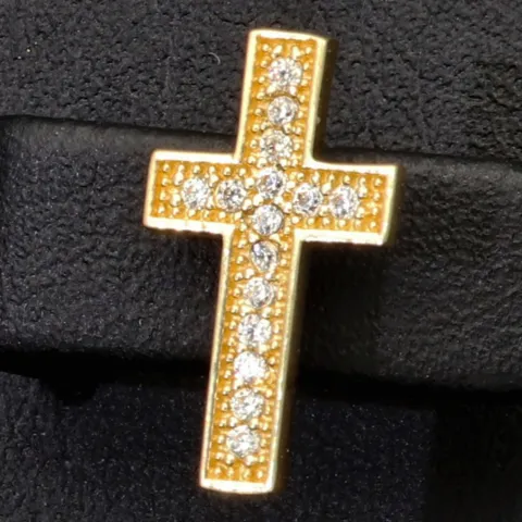 Exquisite Kreuz-Ohrstecker aus 585er (14K) Gold mit funkelnden Zirkonia