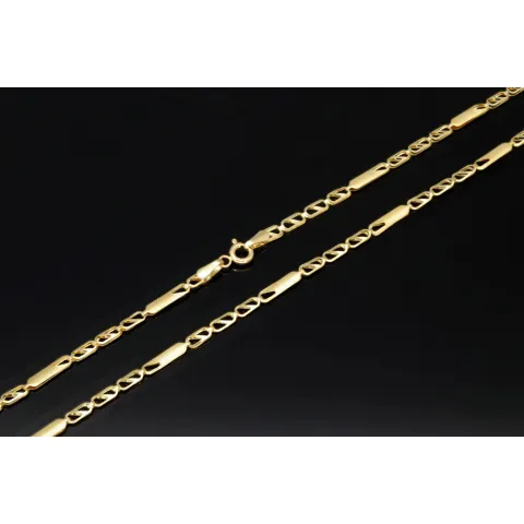 Kurze Goldkette im Figaro-Design aus funkelndem 585 / 14k Gold in ca. 45cm, 2,5mm
