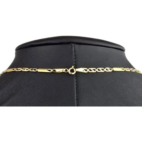 Kurze Goldkette im Figaro-Design aus funkelndem 585 / 14k Gold in ca. 45cm, 2,5mm