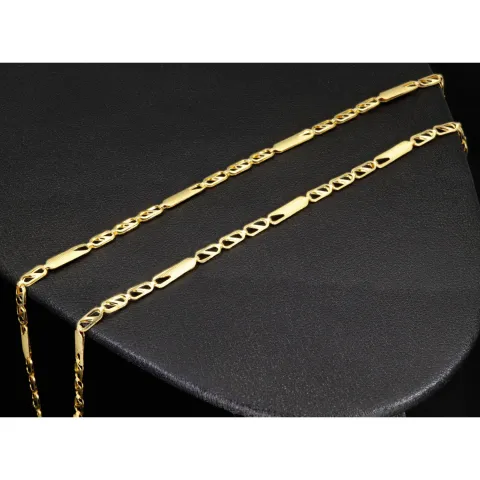 Kurze Goldkette im Figaro-Design aus funkelndem 585 / 14k Gold in ca. 45cm, 2,5mm