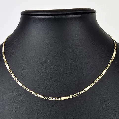 Kurze Goldkette im Figaro-Design aus funkelndem 585 / 14k Gold in ca. 45cm, 2,5mm