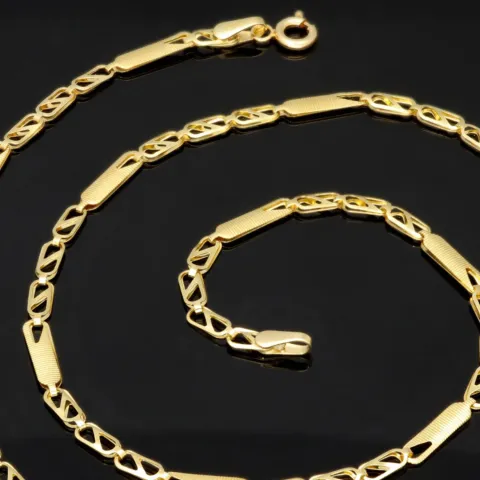 Kurze Goldkette im Figaro-Design aus funkelndem 585 / 14k Gold in ca. 45cm, 2,5mm