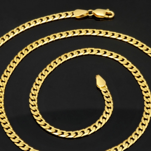 Exquisite, massive Panzerkette aus funkelndem Gelbgold (14K, 585 Gold ca. 14,8g) ca. 60cm, 3mm